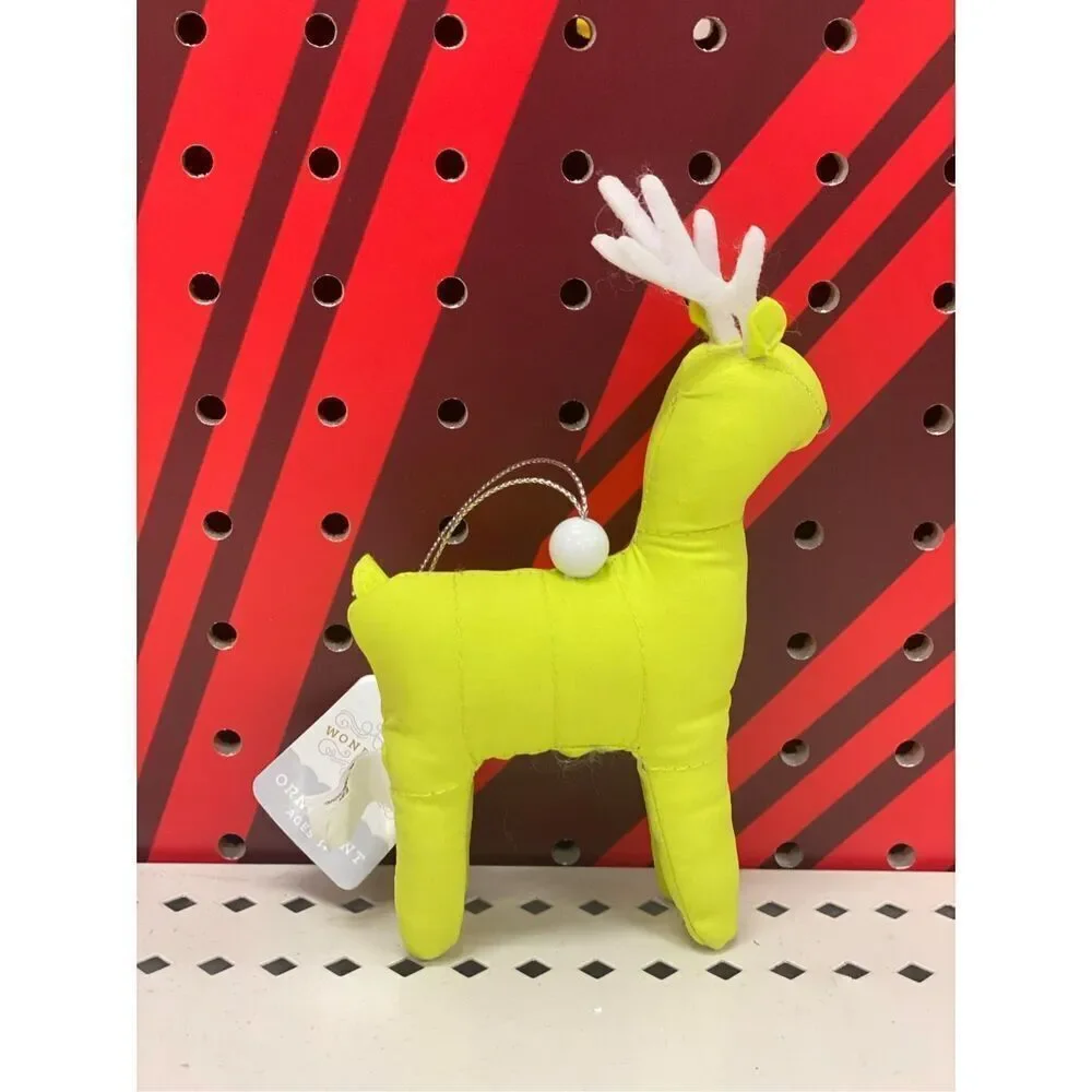 Target Fabric Puffer Deer Christmas Tree Ornament Yellow Wondershop™